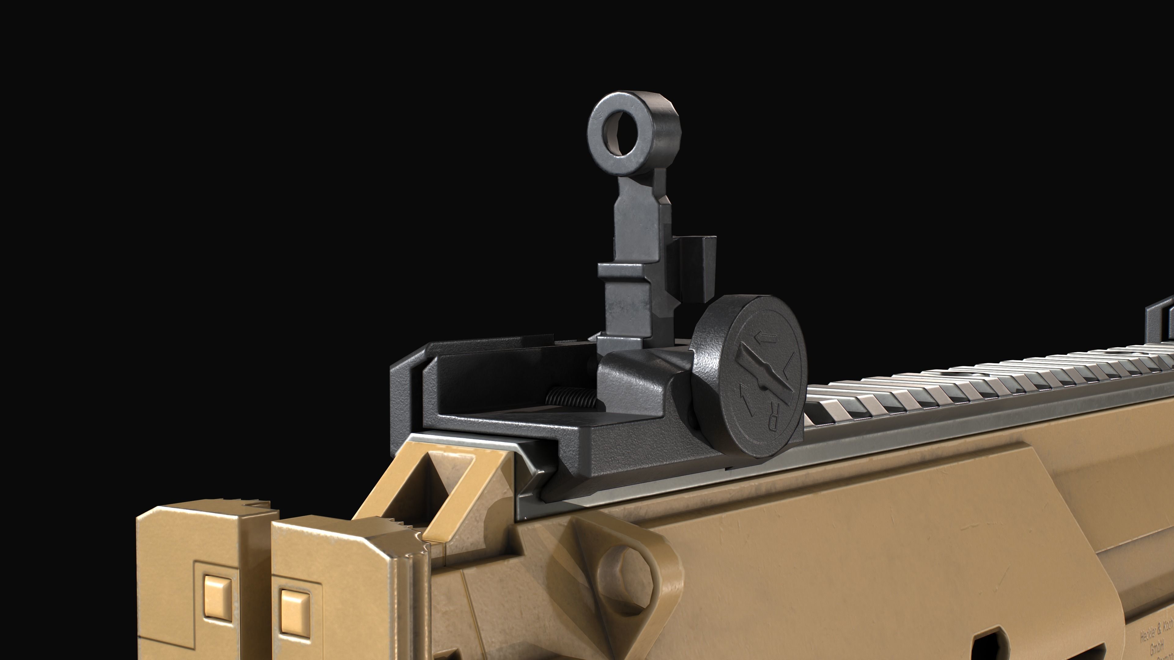 Modular SMG HK MP7A2 Low-poly 3D model_24