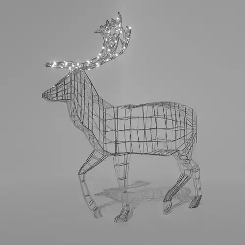 Wireframe Deer With Lights Free low-poly 3D model
