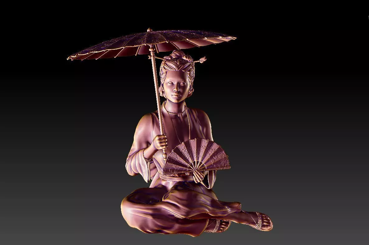 Japanese geisha 3D print model_0