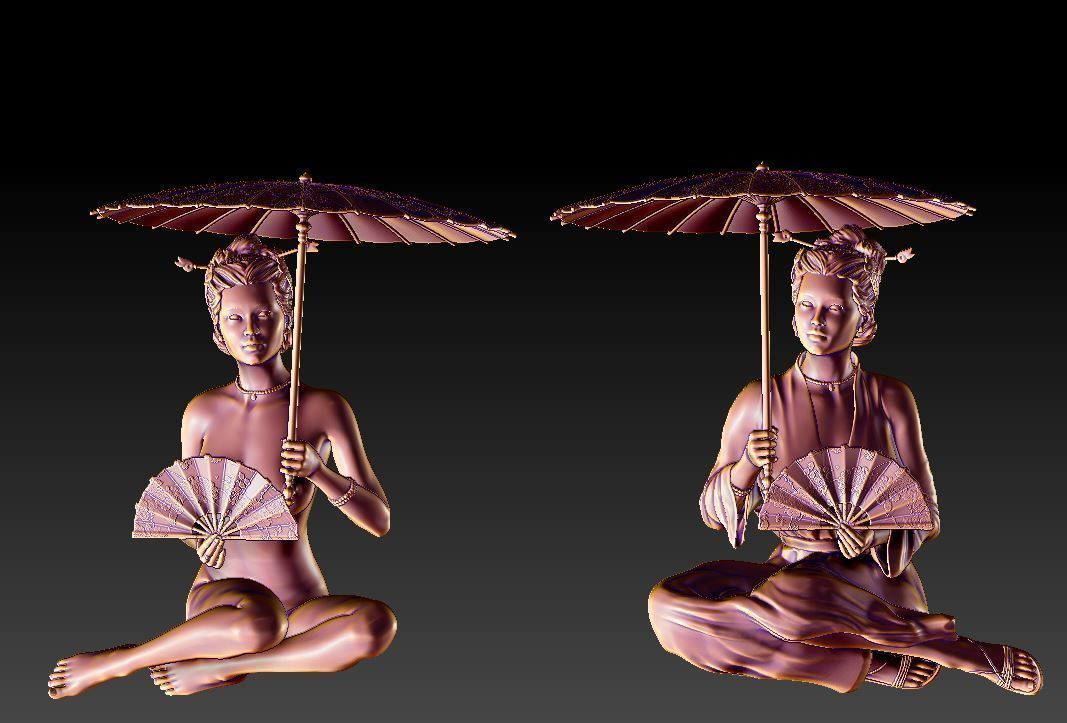 Japanese geisha 3D print model_1