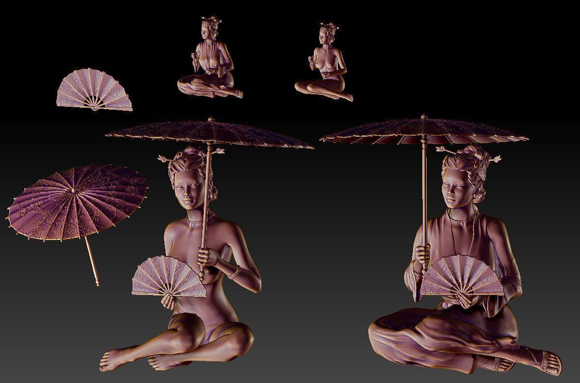 Japanese geisha 3D print model_6