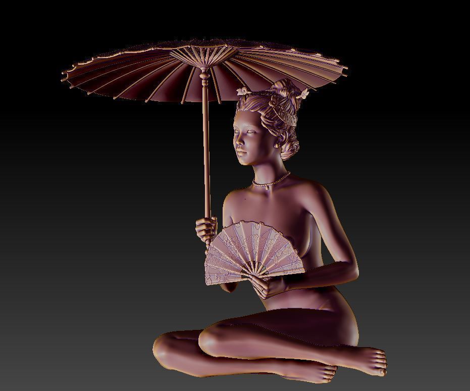 Japanese geisha 3D print model_2