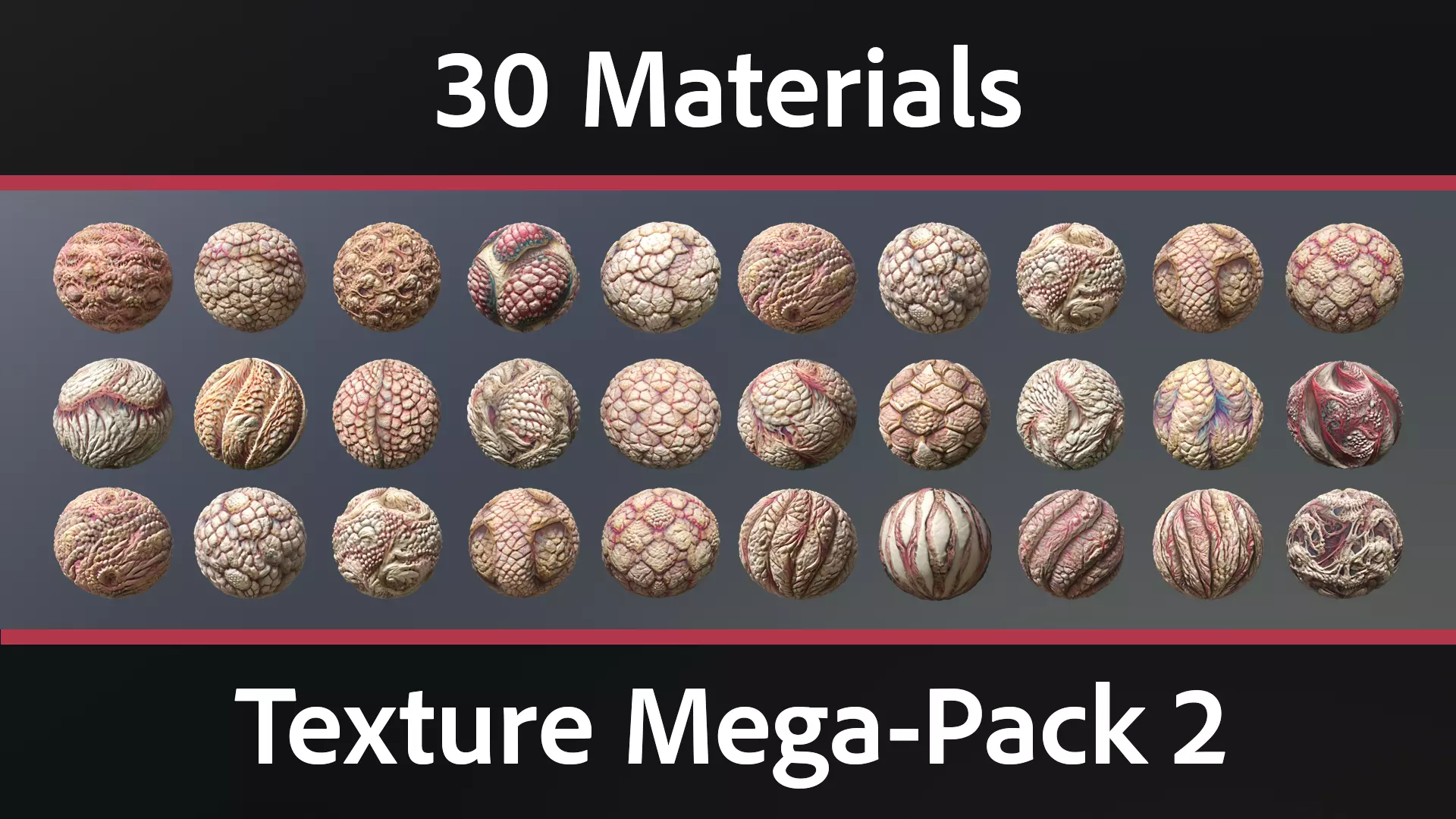 30 Materials Skin Monster Seamless PBR Mega Pack 2 Texture_0