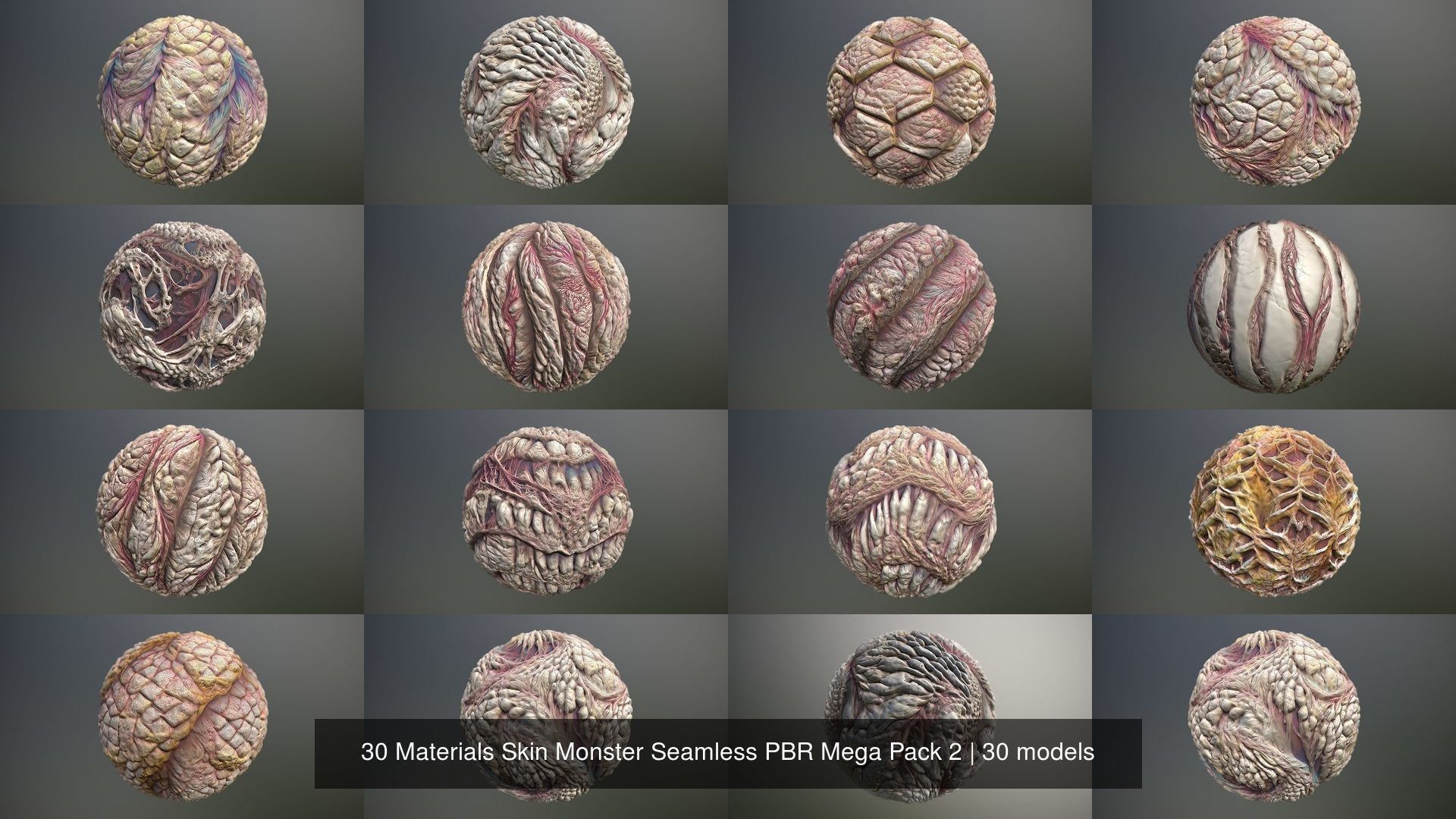 30 Materials Skin Monster Seamless PBR Mega Pack 2 Texture_2