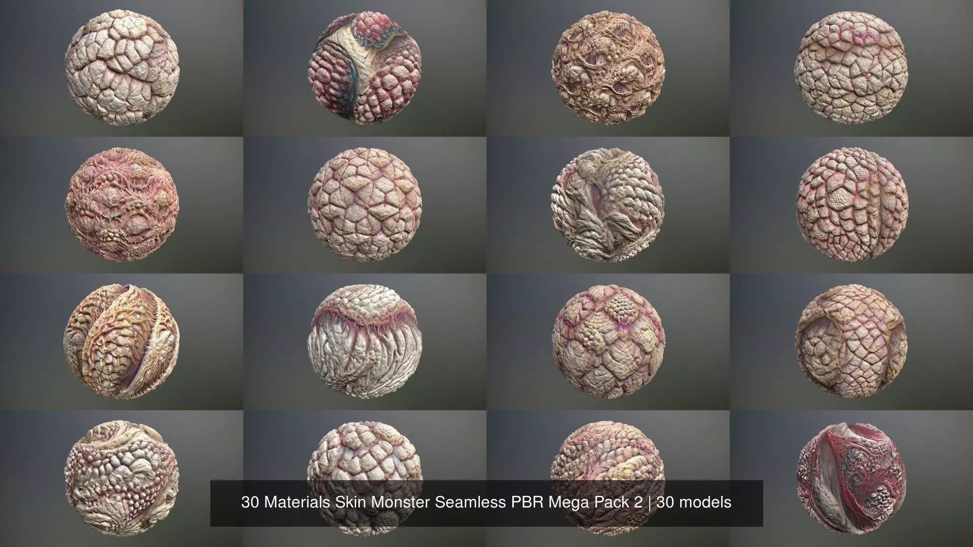 30 Materials Skin Monster Seamless PBR Mega Pack 2 Texture_1