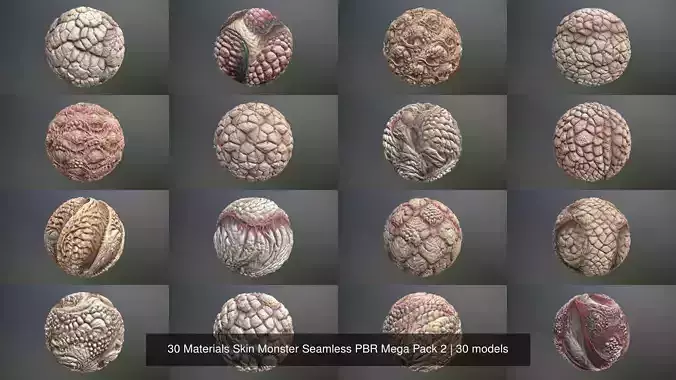 30 Materials Skin Monster Seamless PBR Mega Pack 2