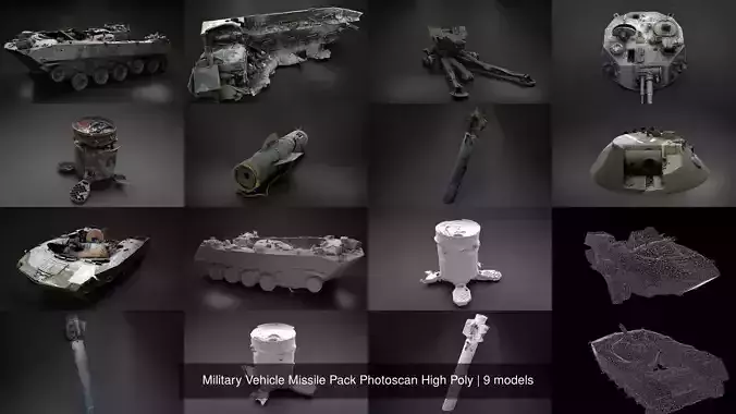 Military Vehicle Missile Pack Photoscan High Poly 3D Model Collection