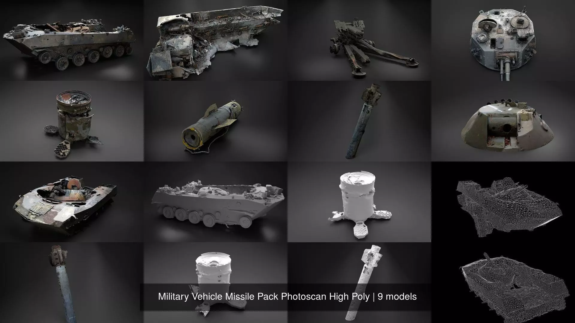 Military Vehicle Missile Pack Photoscan High Poly 3D Model Collection_0