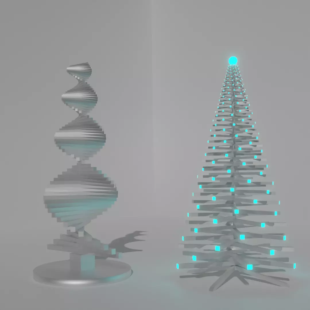 Modern Christmas Trees Bundle Free low-poly 3D model
