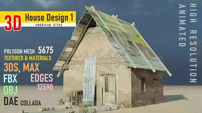 US House 1 Low-poly 3D model