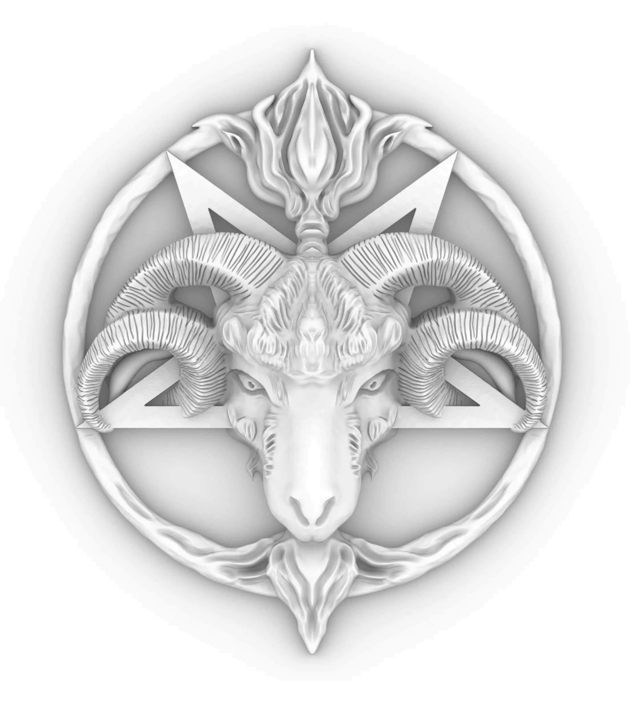 PENTAGRAM WITH RAM HEAD 3D print model