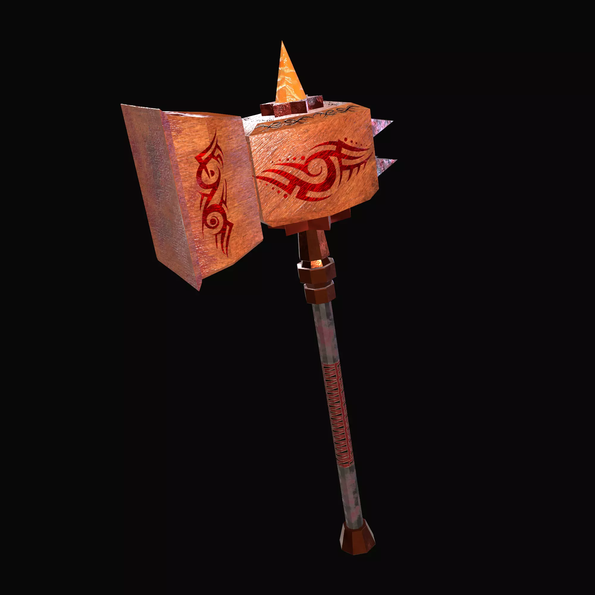 Hammer1 Lowpoly axe with design Low-poly 3D model_0