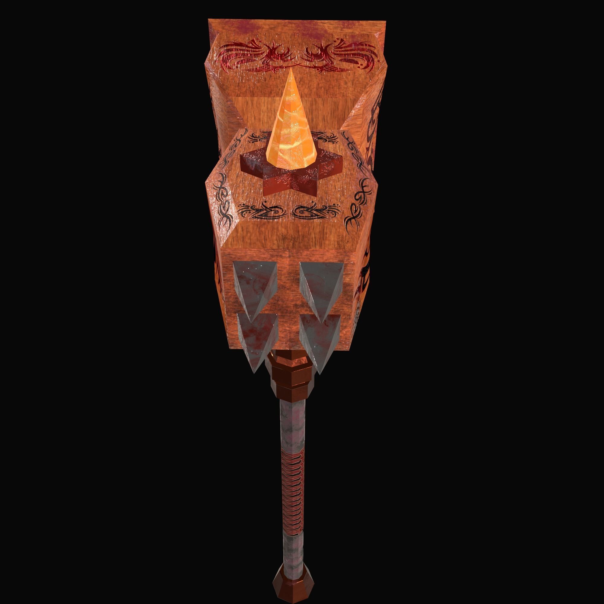 Hammer1 Lowpoly axe with design Low-poly 3D model_2