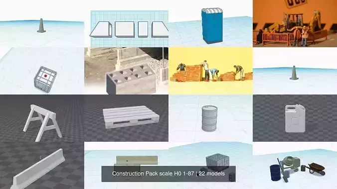 Construction Pack scale H0 1-87 3D Model Collection