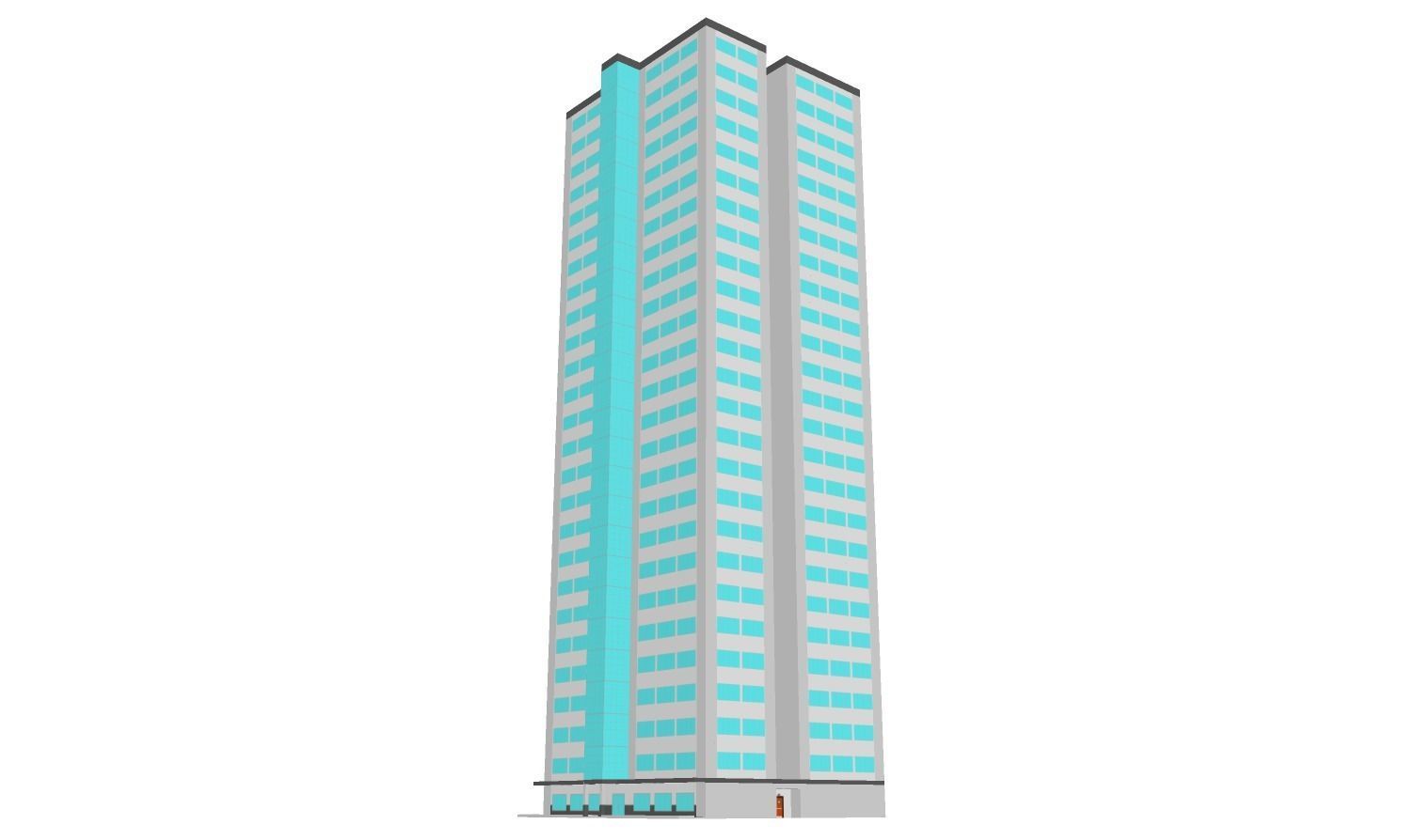Simple Textured Building 01  3D model_1