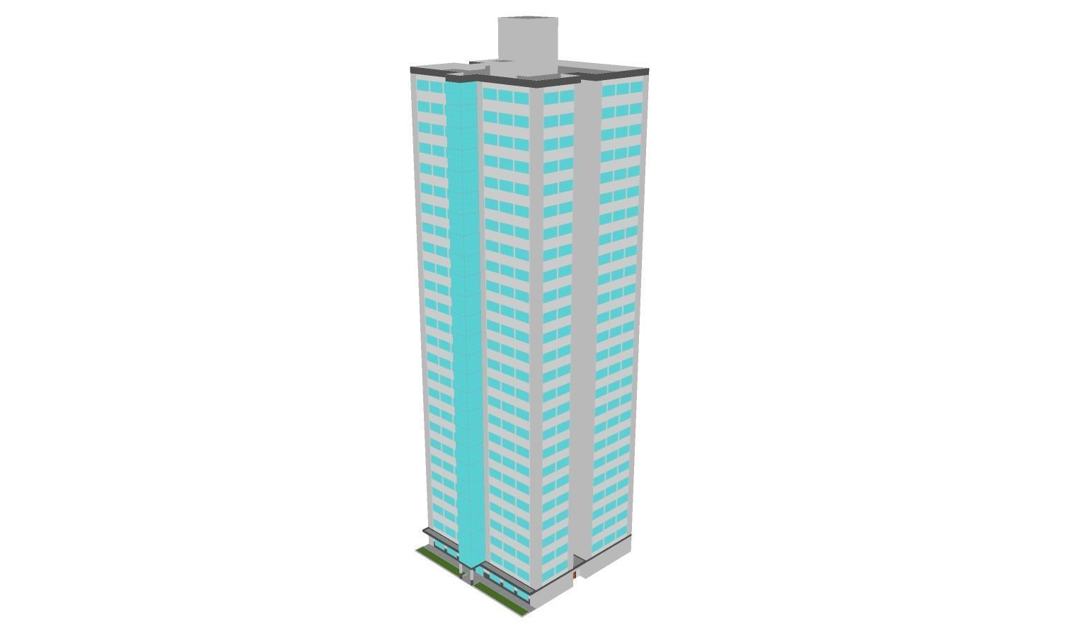 Simple Textured Building 01  3D model_4