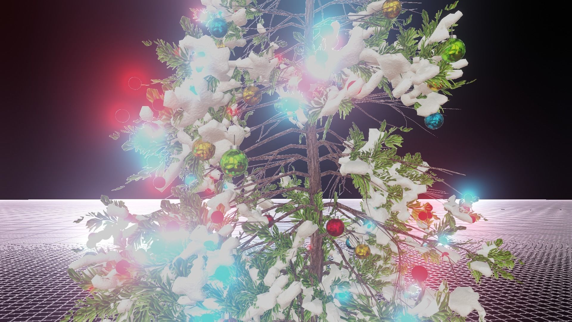 Christmas tree with snow and without snow 3D model_2