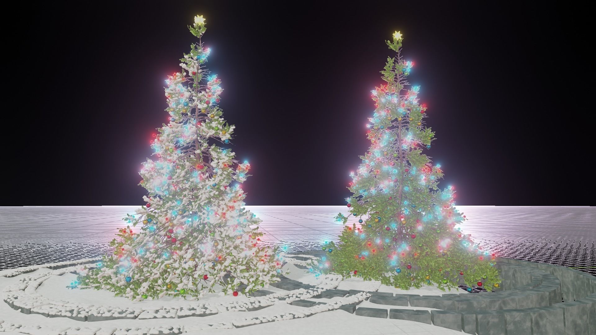 Christmas tree with snow and without snow 3D model_5