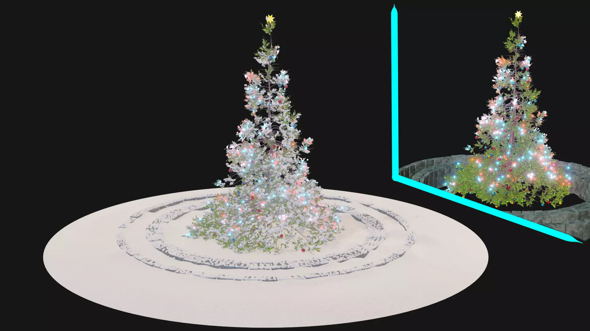 Christmas tree with snow and without snow 3D model_0