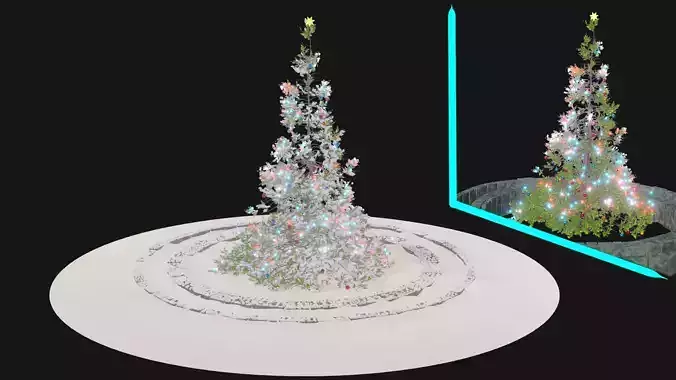Christmas tree with snow and without snow