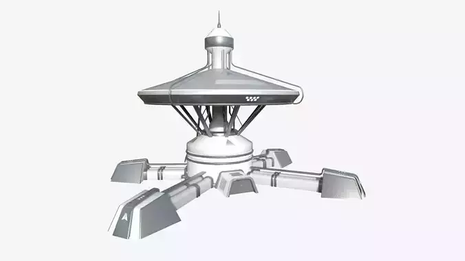SciFi Facility C02 White Gray - Sci Fi Exterior Design Low-poly 3D model