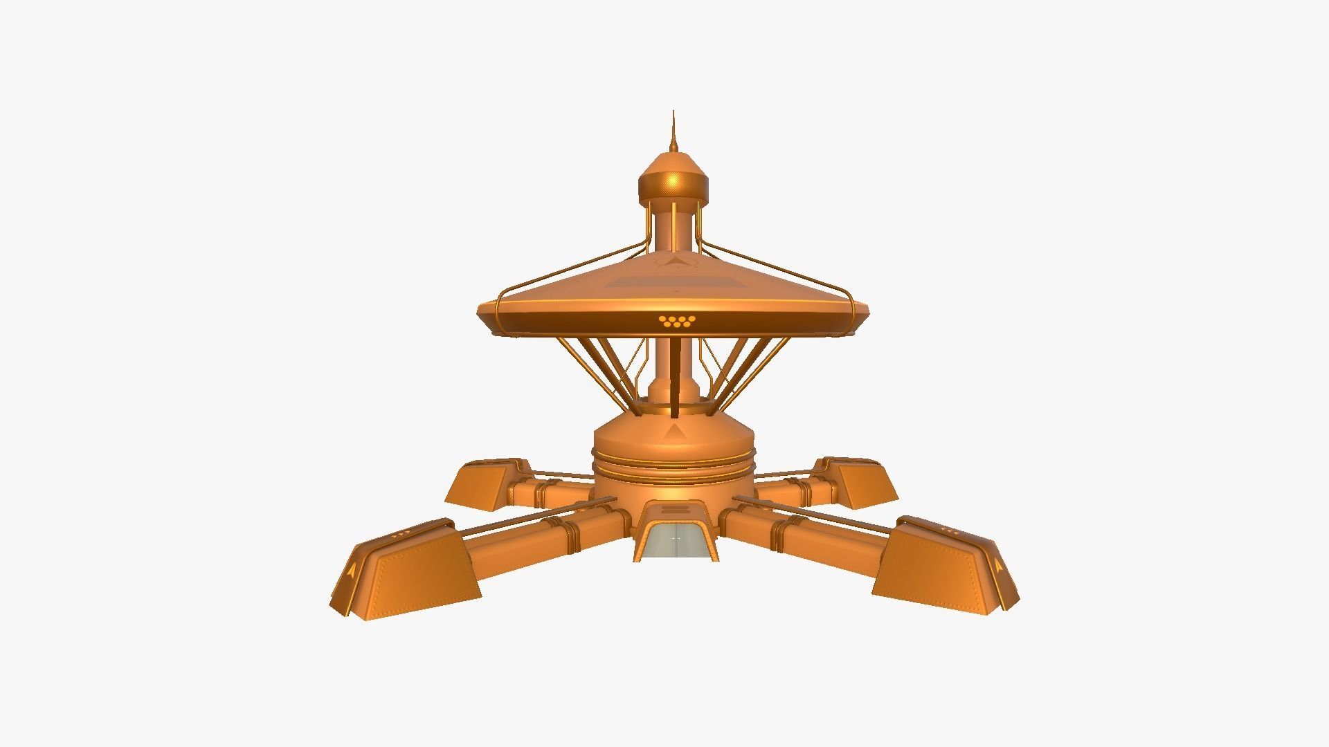 SciFi Facility C04 Orange - Sci Fi Exterior Design Low-poly 3D model_1