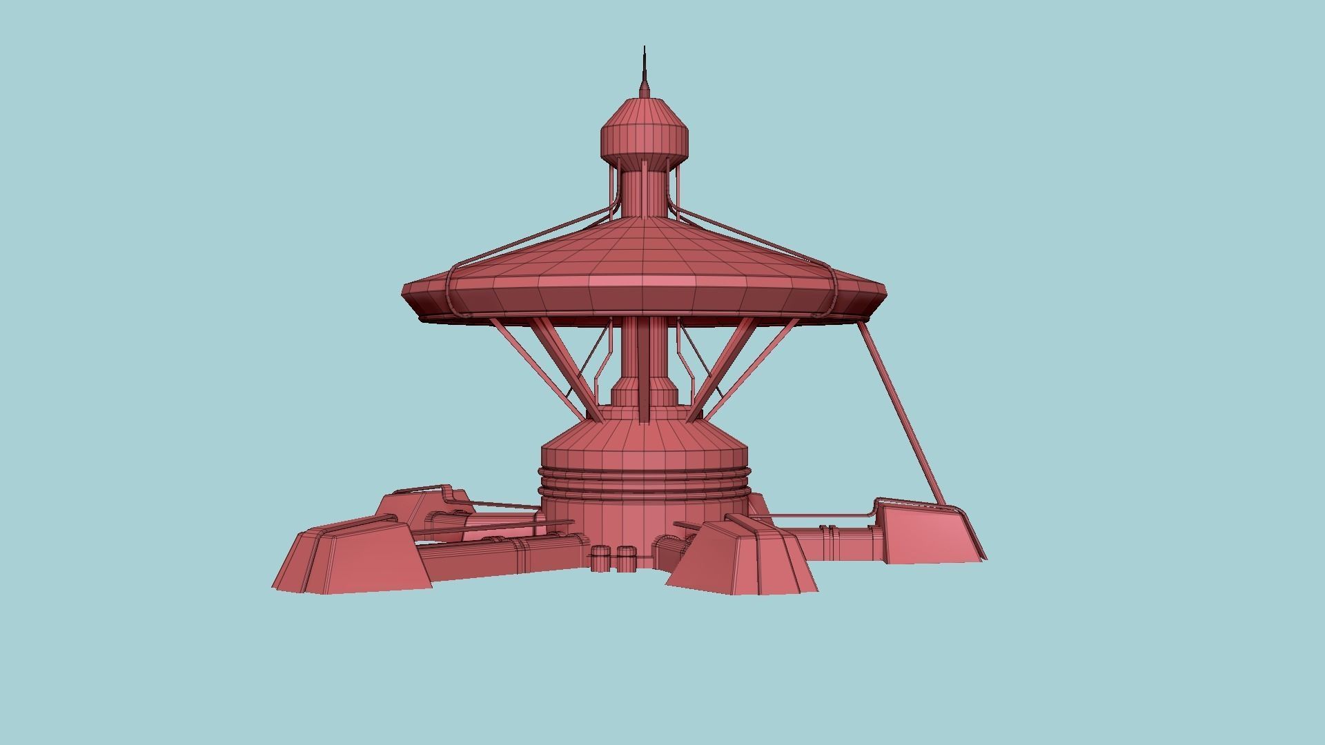 SciFi Facility C04 Orange - Sci Fi Exterior Design Low-poly 3D model_16