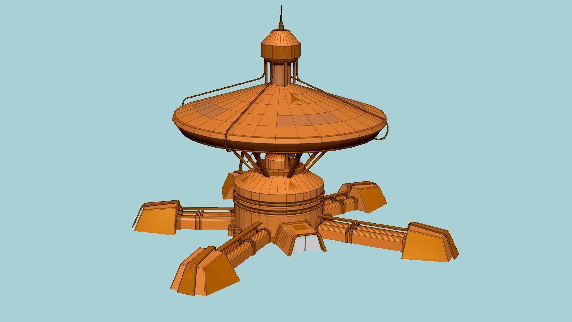 SciFi Facility C04 Orange - Sci Fi Exterior Design Low-poly 3D model_6