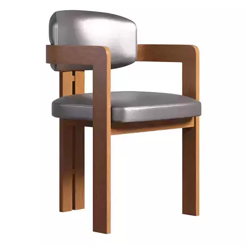 Curved Walnut Chair 3D model