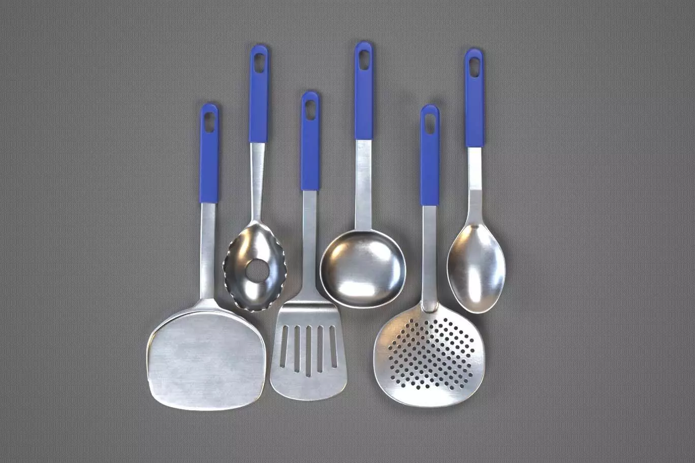 Fry Skimmer ladle Solid Turner Spatula spoon Low-poly 3D model
