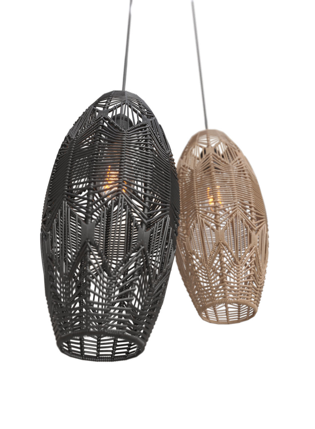 Ceiling Lamp Rattan - Tika Lace Shade 3D model_4