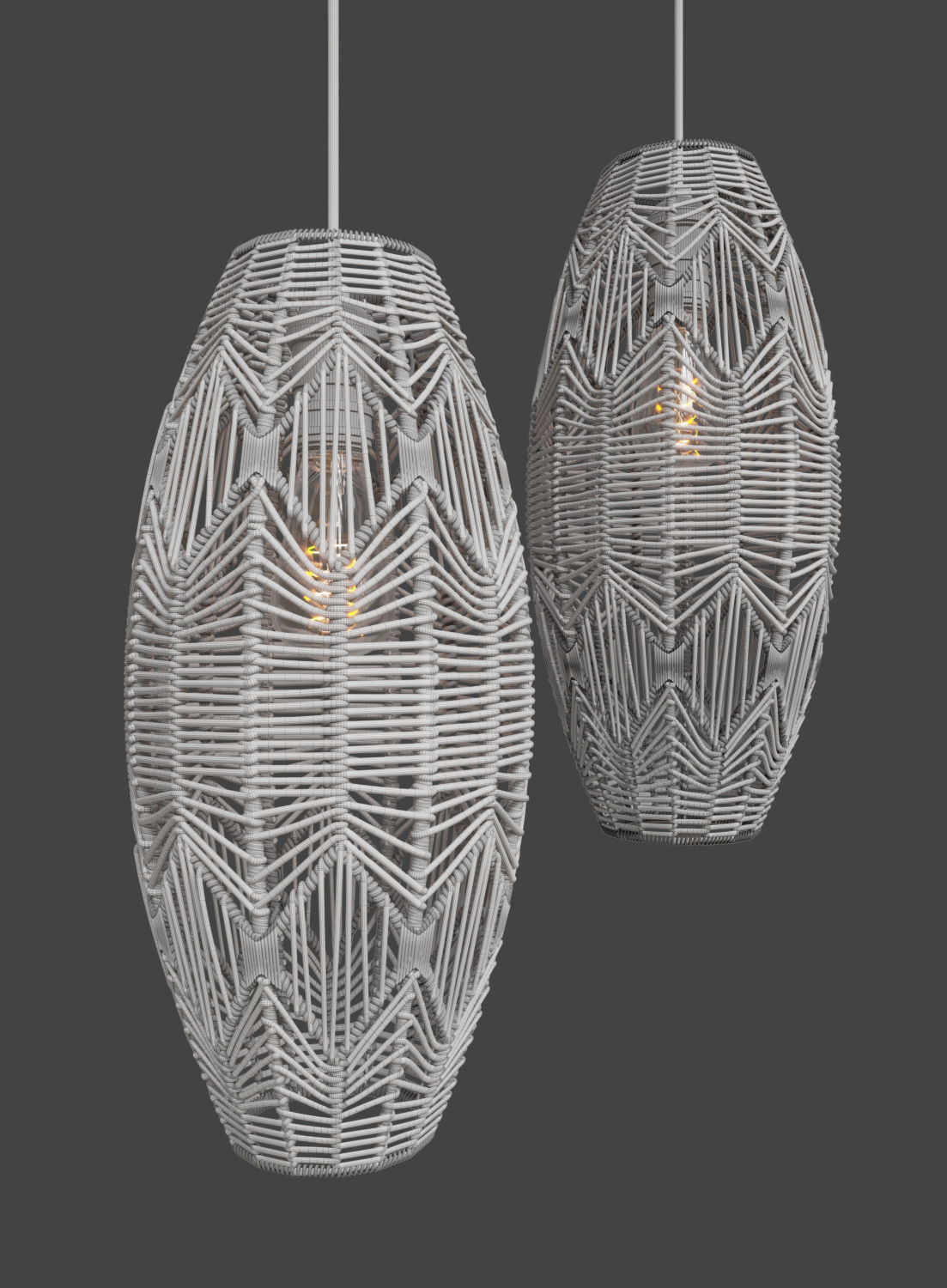 Ceiling Lamp Rattan - Tika Lace Shade 3D model_3