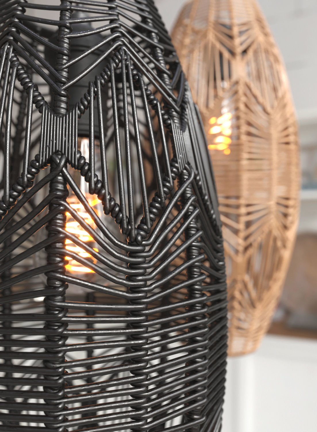 Ceiling Lamp Rattan - Tika Lace Shade 3D model_2