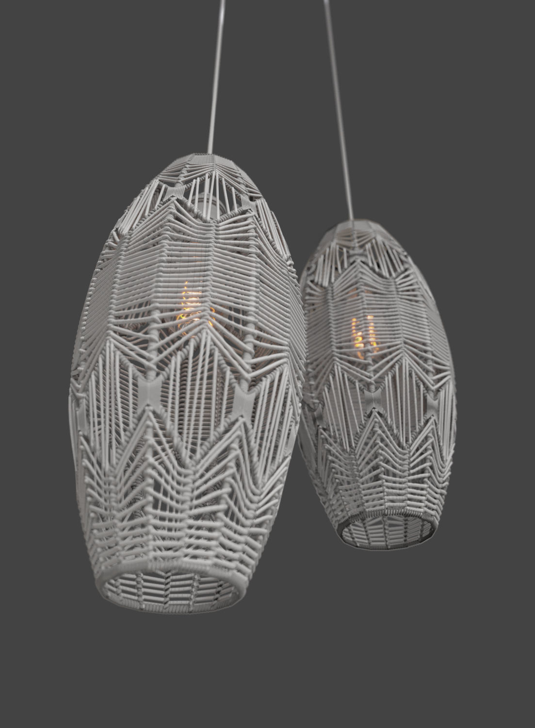 Ceiling Lamp Rattan - Tika Lace Shade 3D model_5