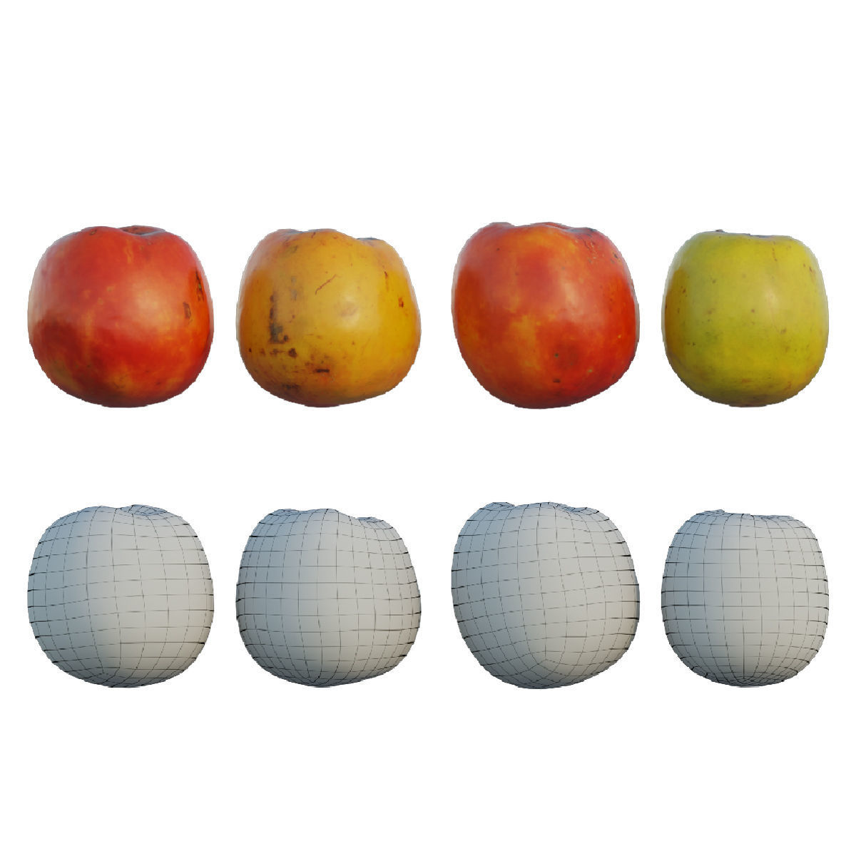 persimmon four ripe mangoes 3D model_1