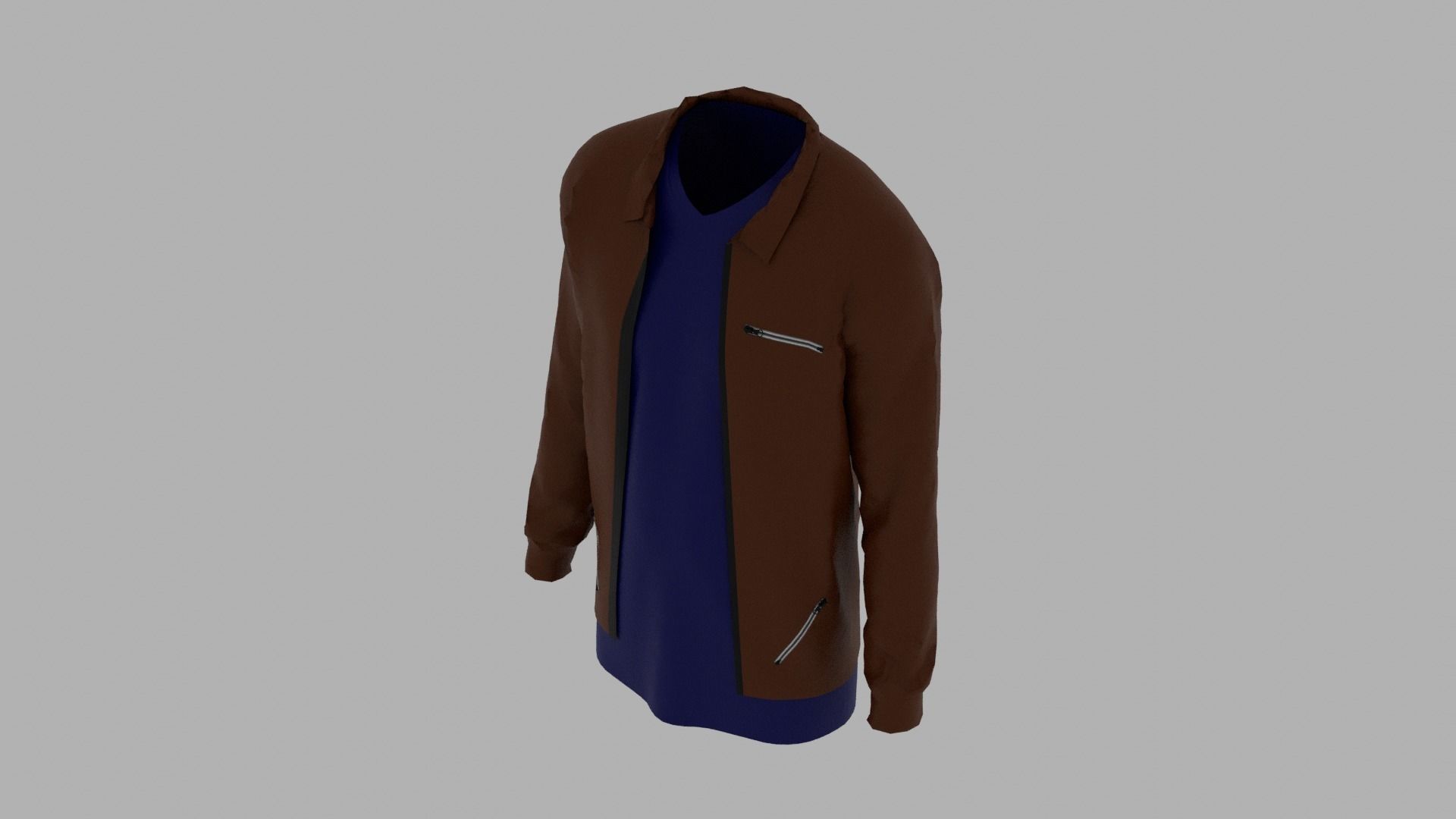 Jacket - T-shirt Low-poly 3D model_5