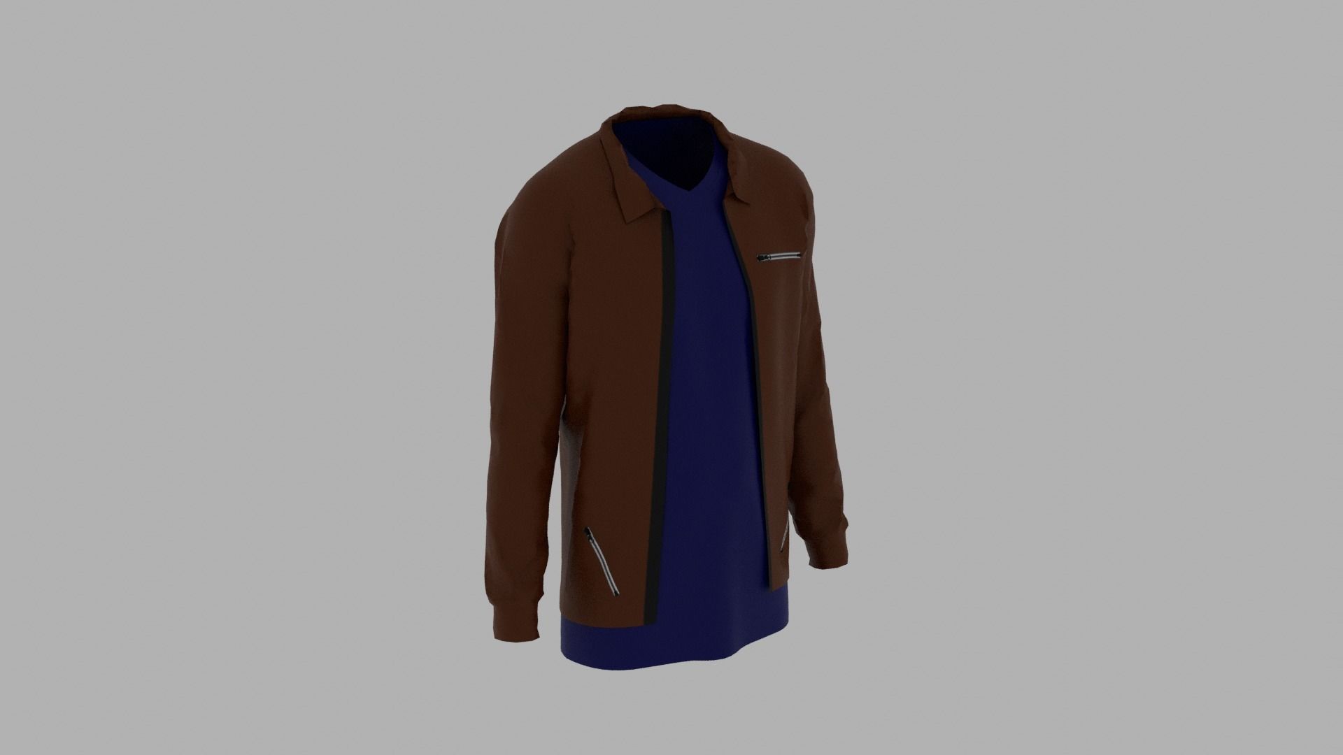 Jacket - T-shirt Low-poly 3D model_3