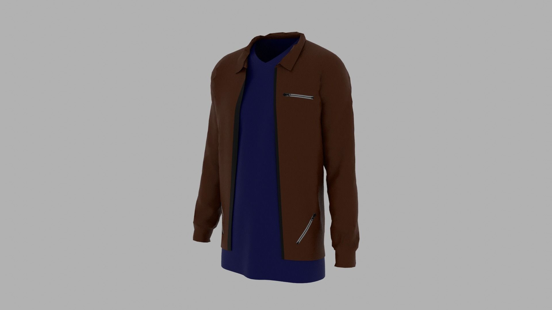 Jacket - T-shirt Low-poly 3D model_1