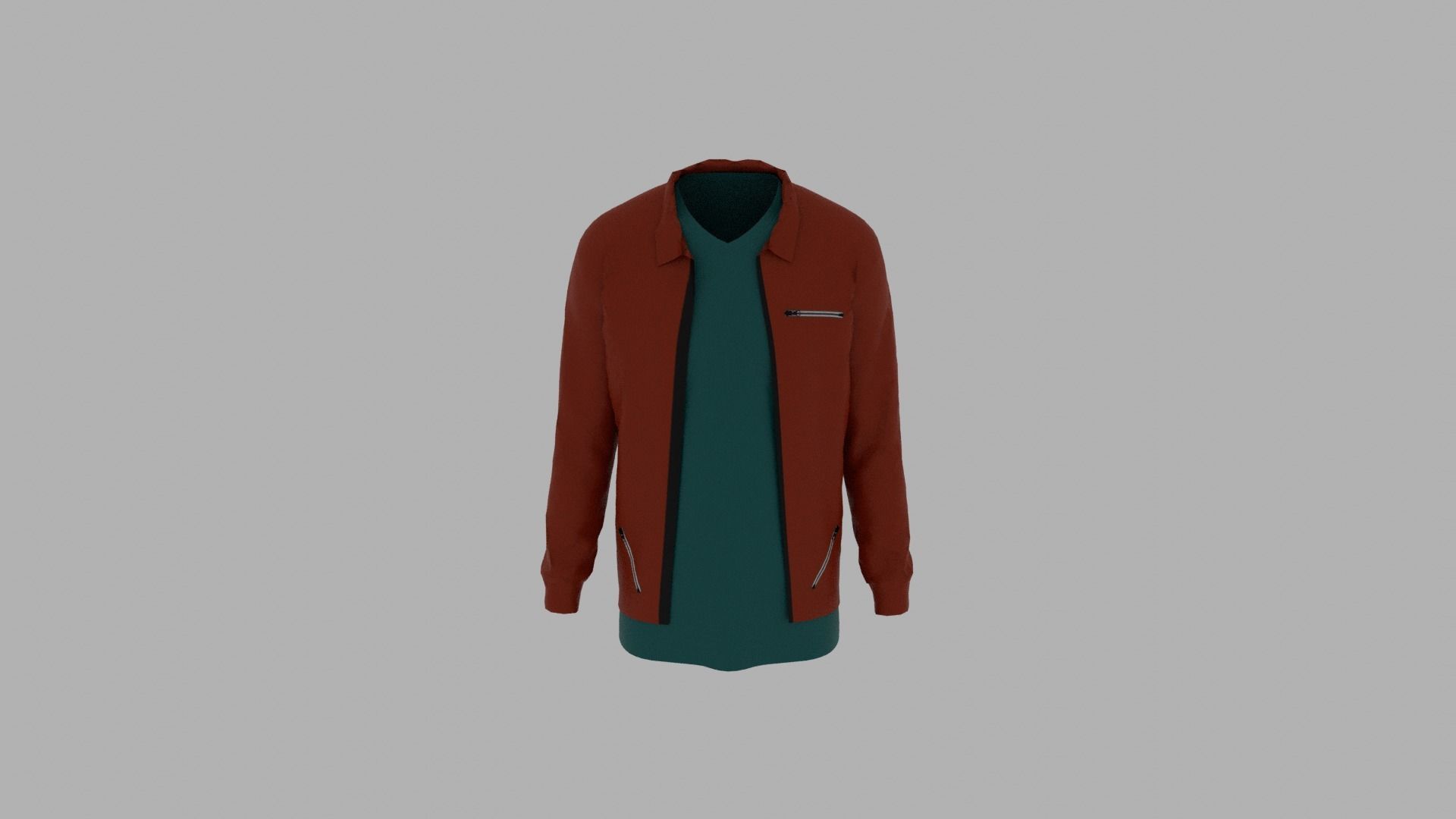Jacket - T-shirt Low-poly 3D model_4