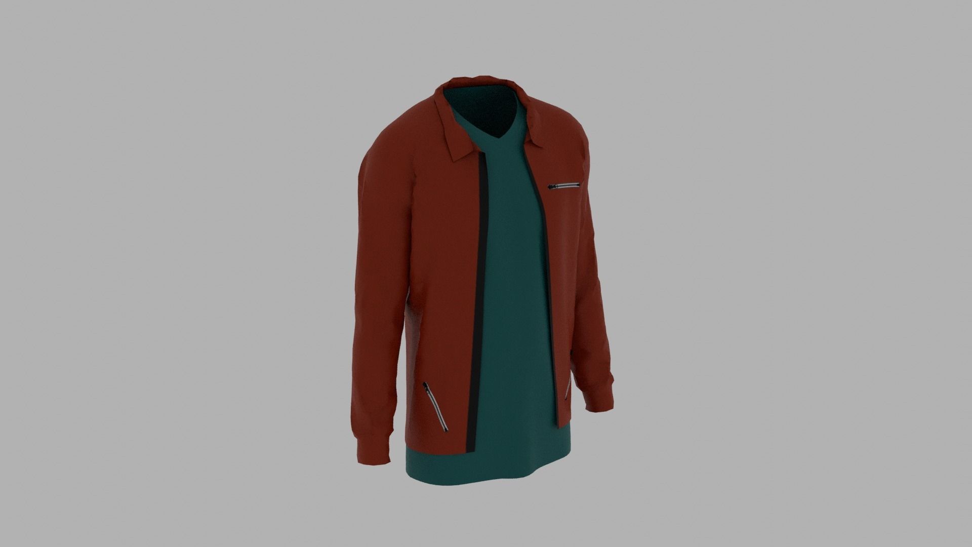 Jacket - T-shirt Low-poly 3D model_3