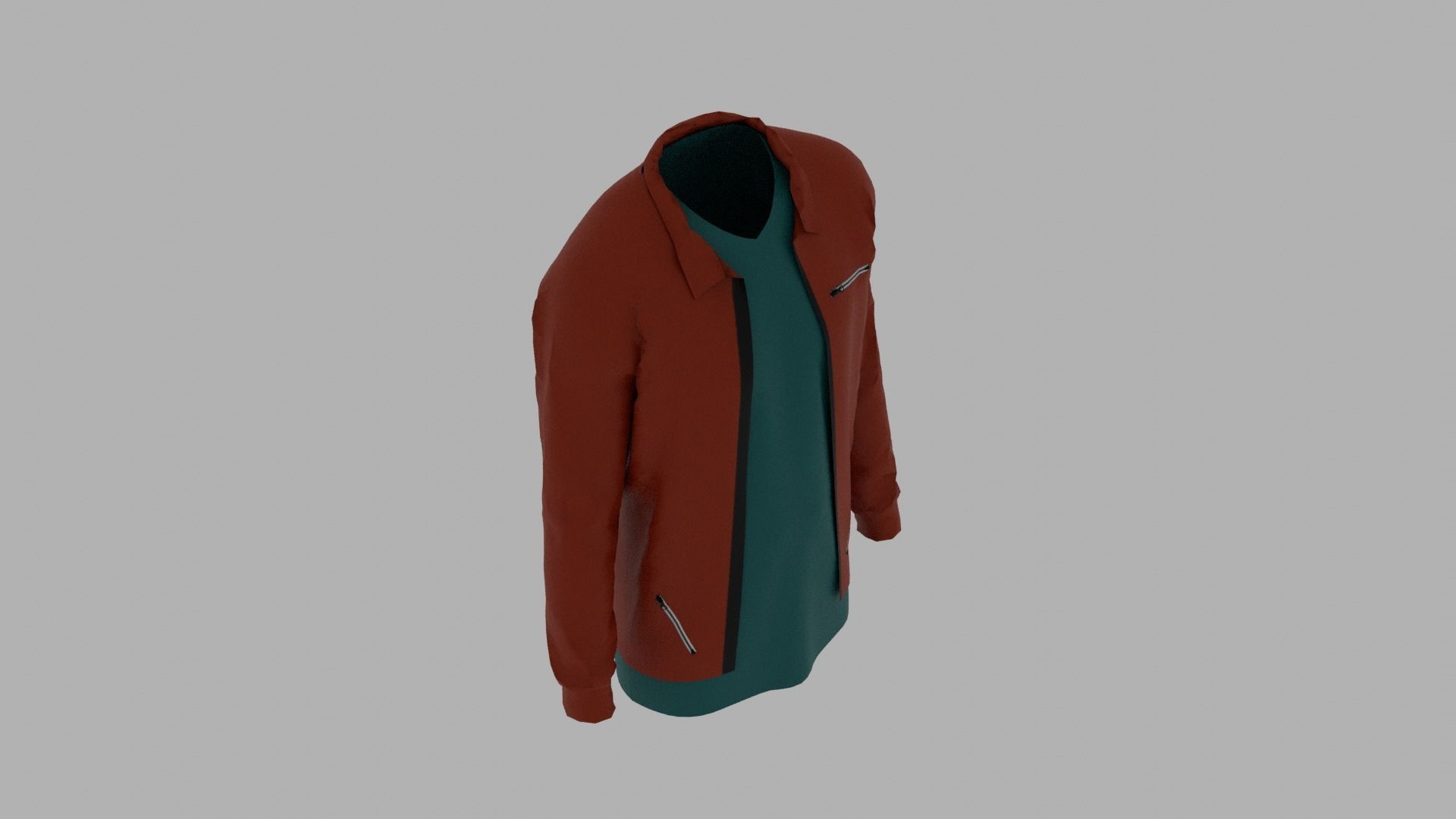 Jacket - T-shirt Low-poly 3D model_6