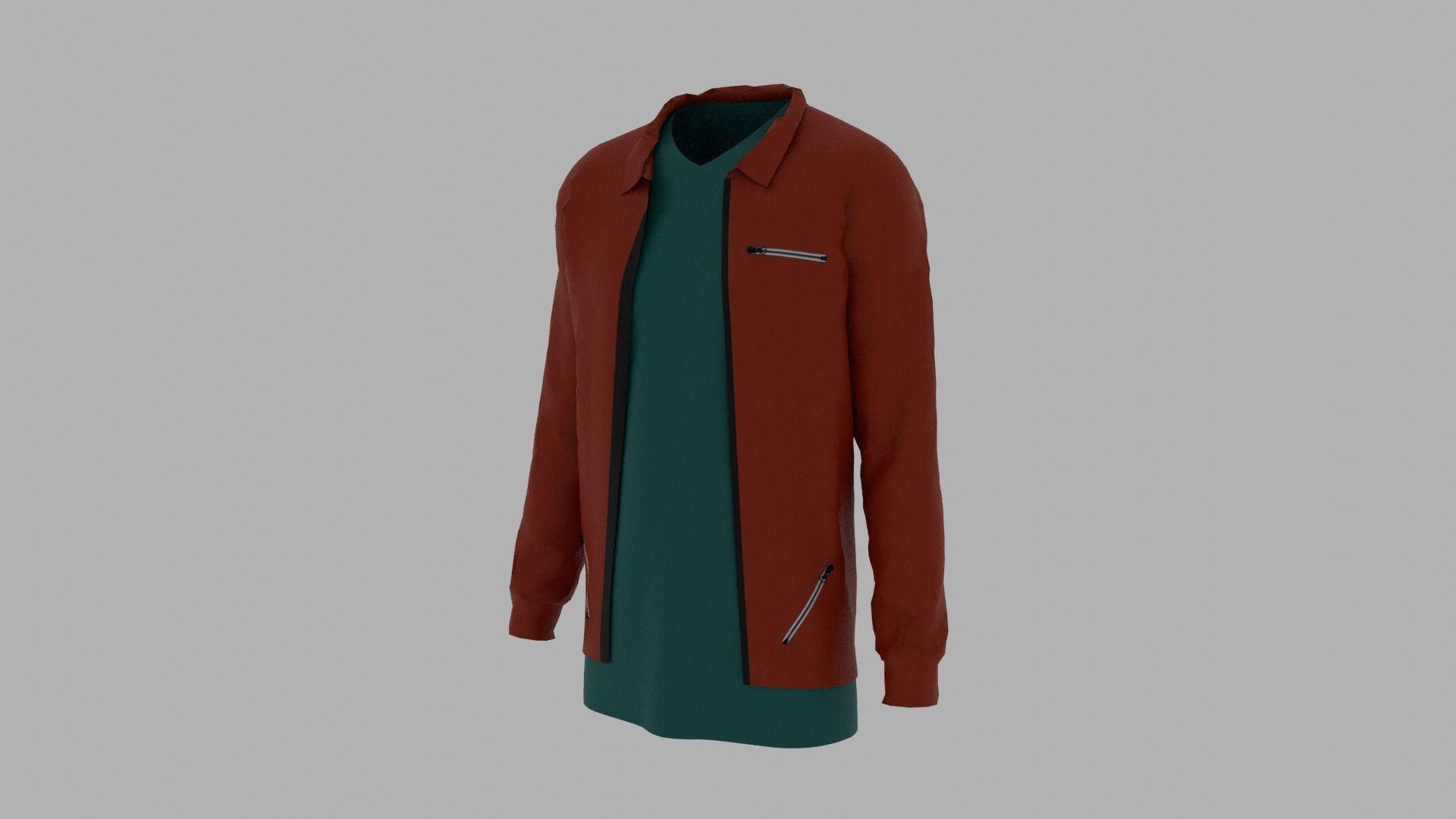 Jacket - T-shirt Low-poly 3D model_1