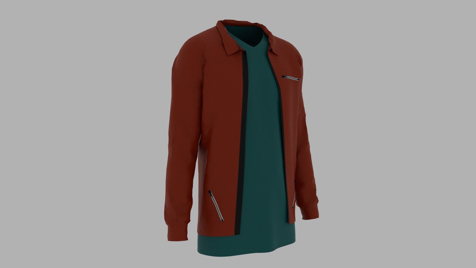 Jacket - T-shirt Low-poly 3D model_2