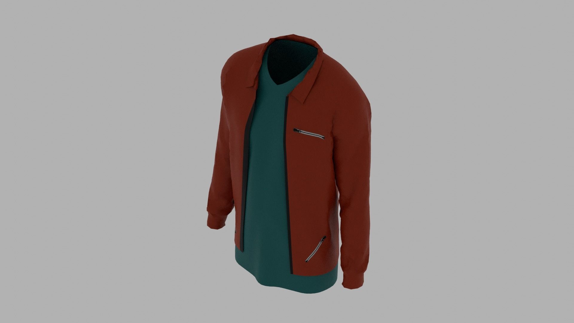 Jacket - T-shirt Low-poly 3D model_5