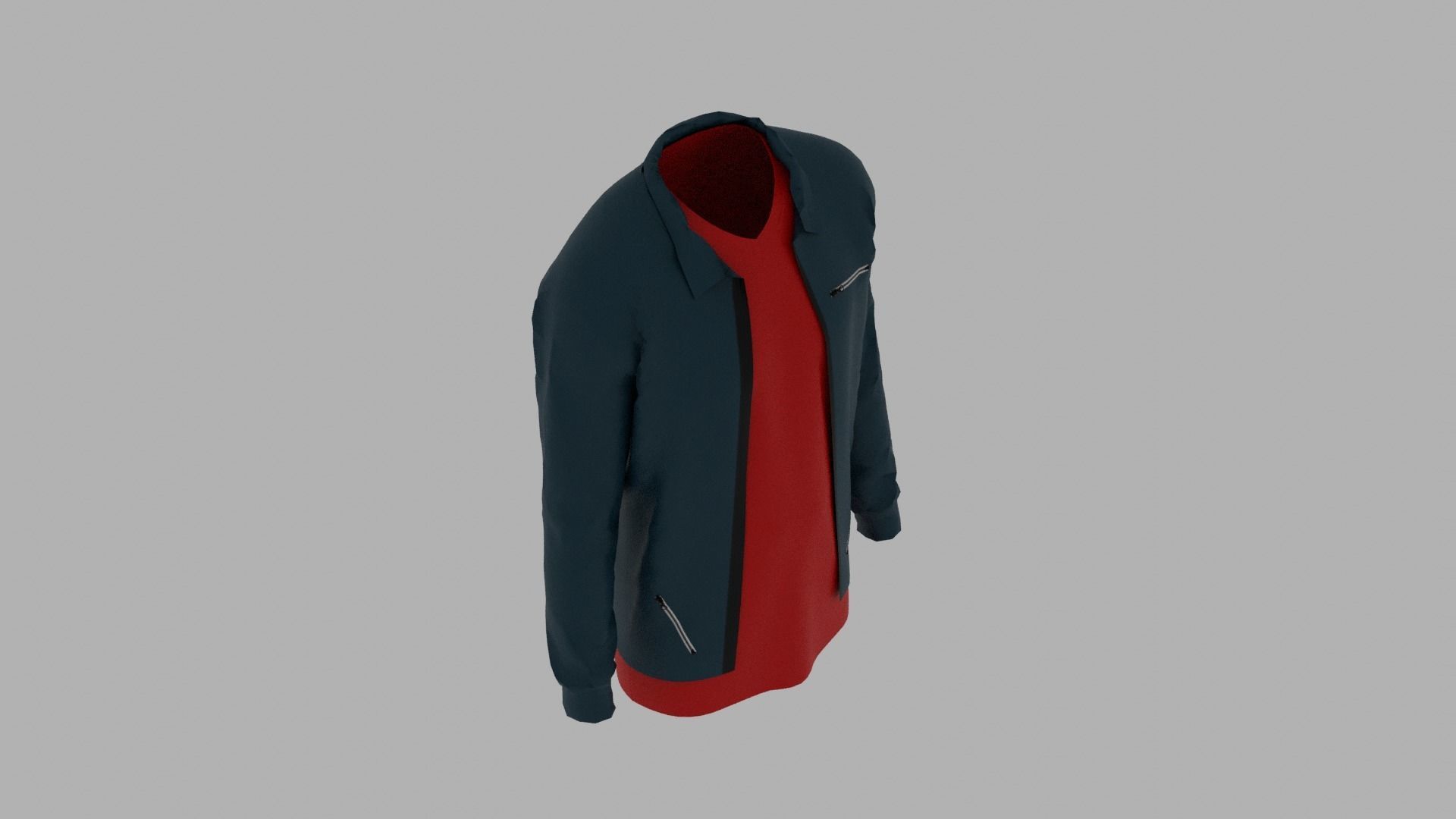 Jacket - T-shirt Low-poly 3D model_6