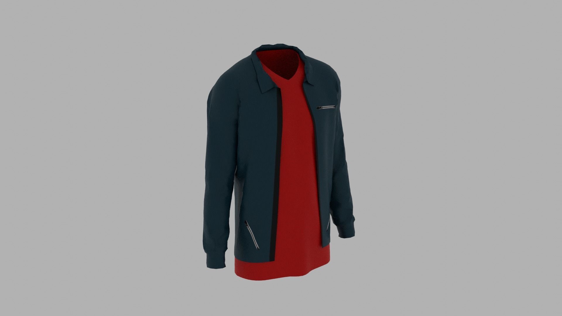 Jacket - T-shirt Low-poly 3D model_3