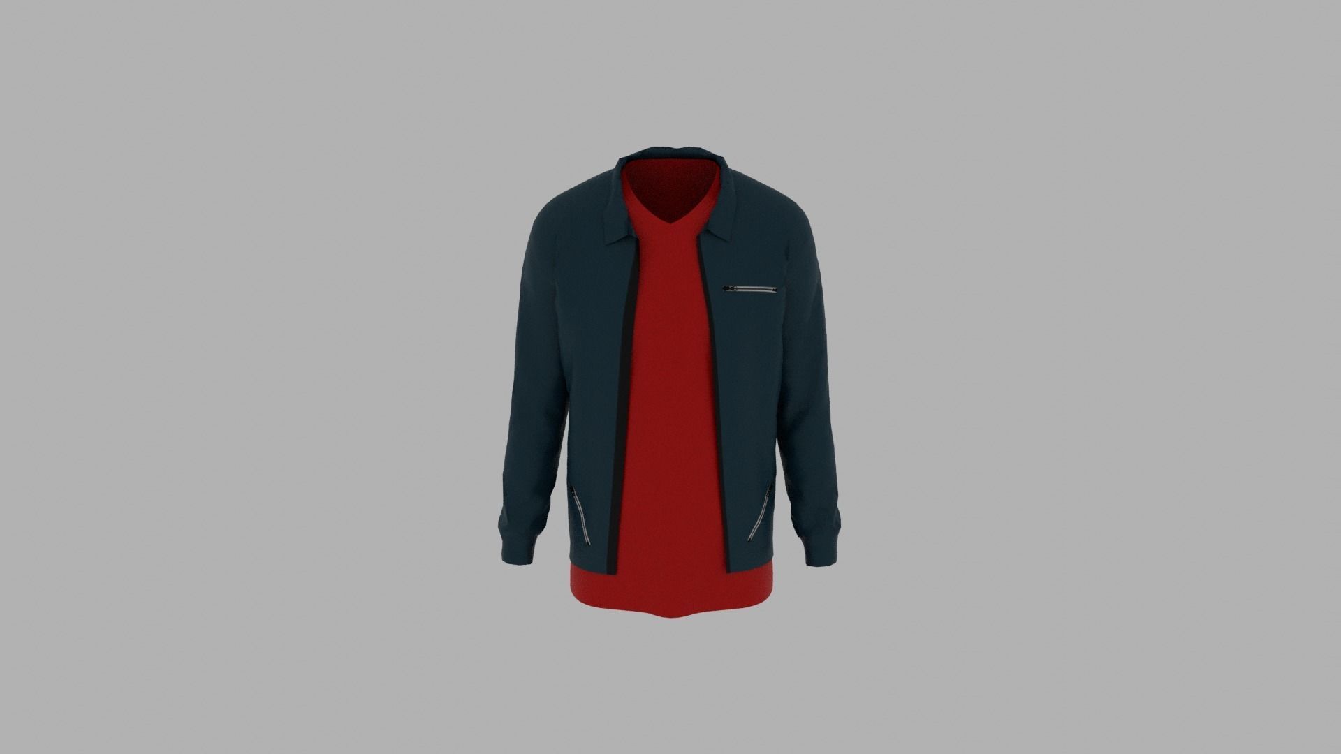 Jacket - T-shirt Low-poly 3D model_4