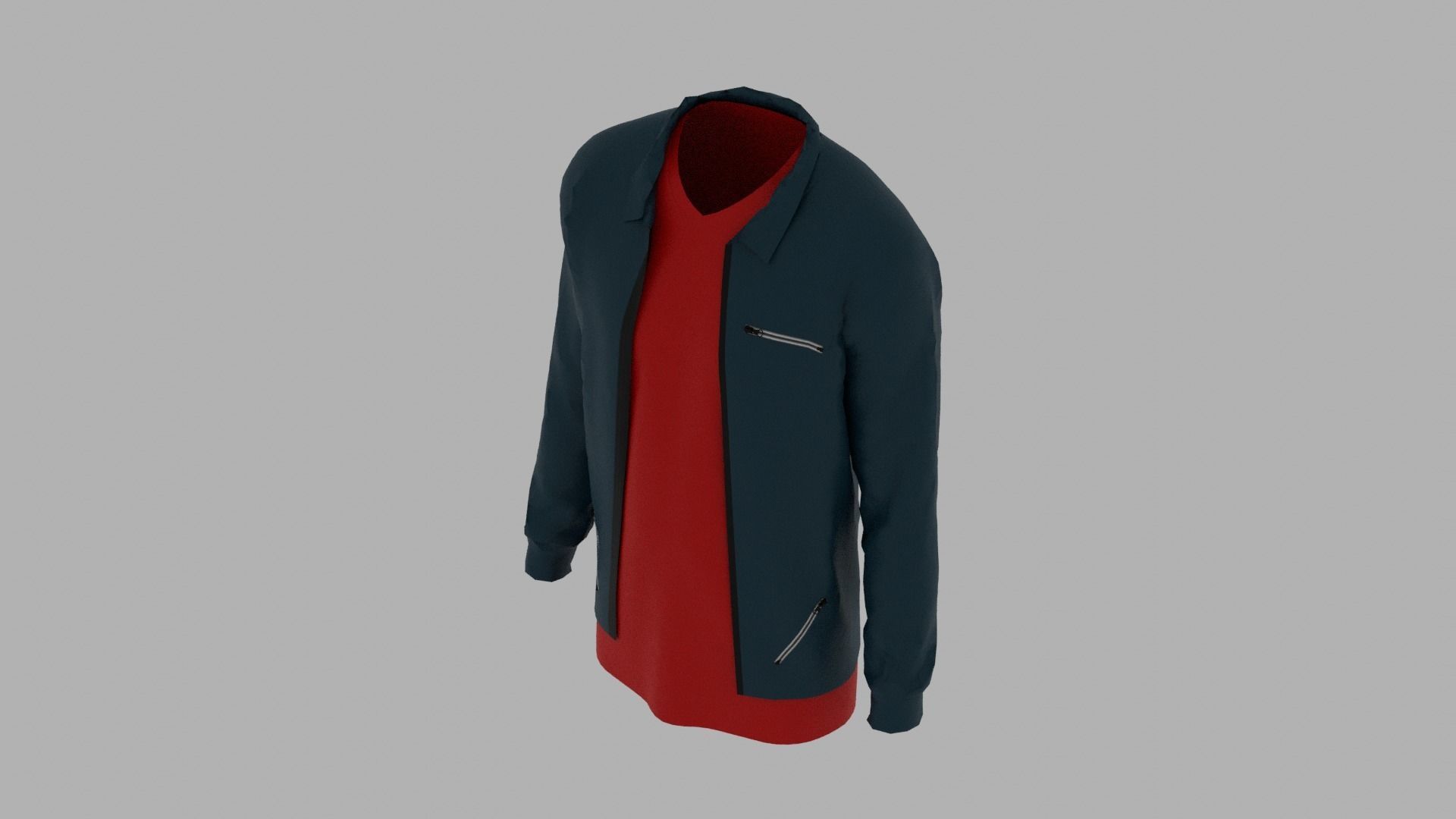 Jacket - T-shirt Low-poly 3D model_5
