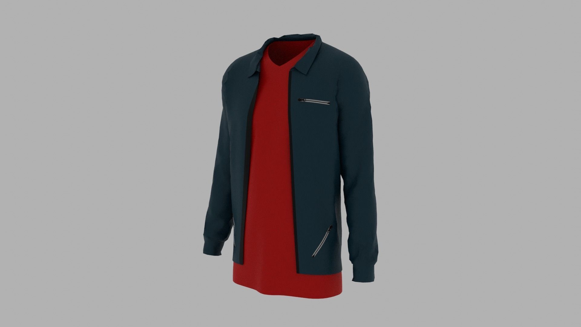 Jacket - T-shirt Low-poly 3D model_1