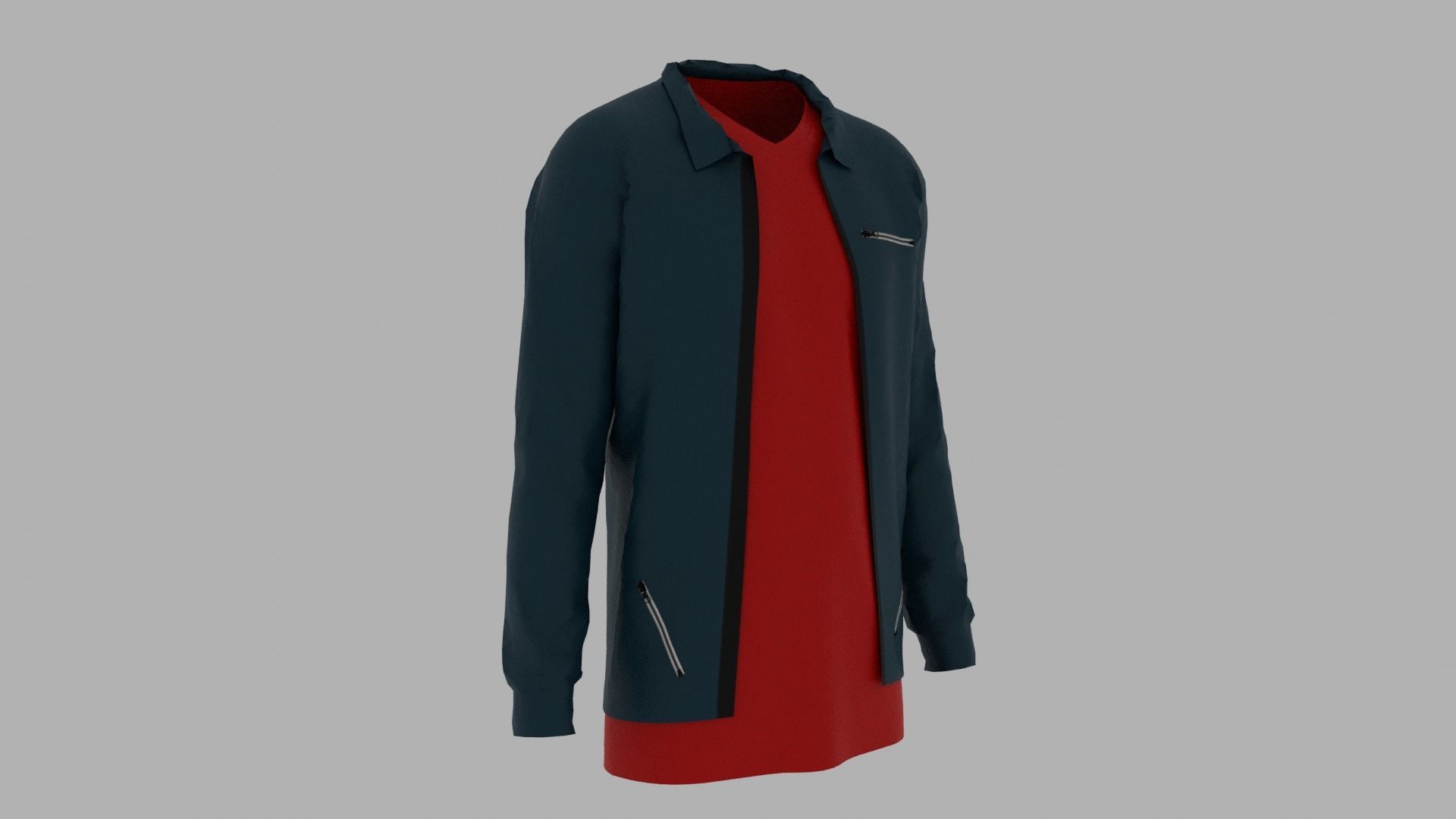 Jacket - T-shirt Low-poly 3D model_2
